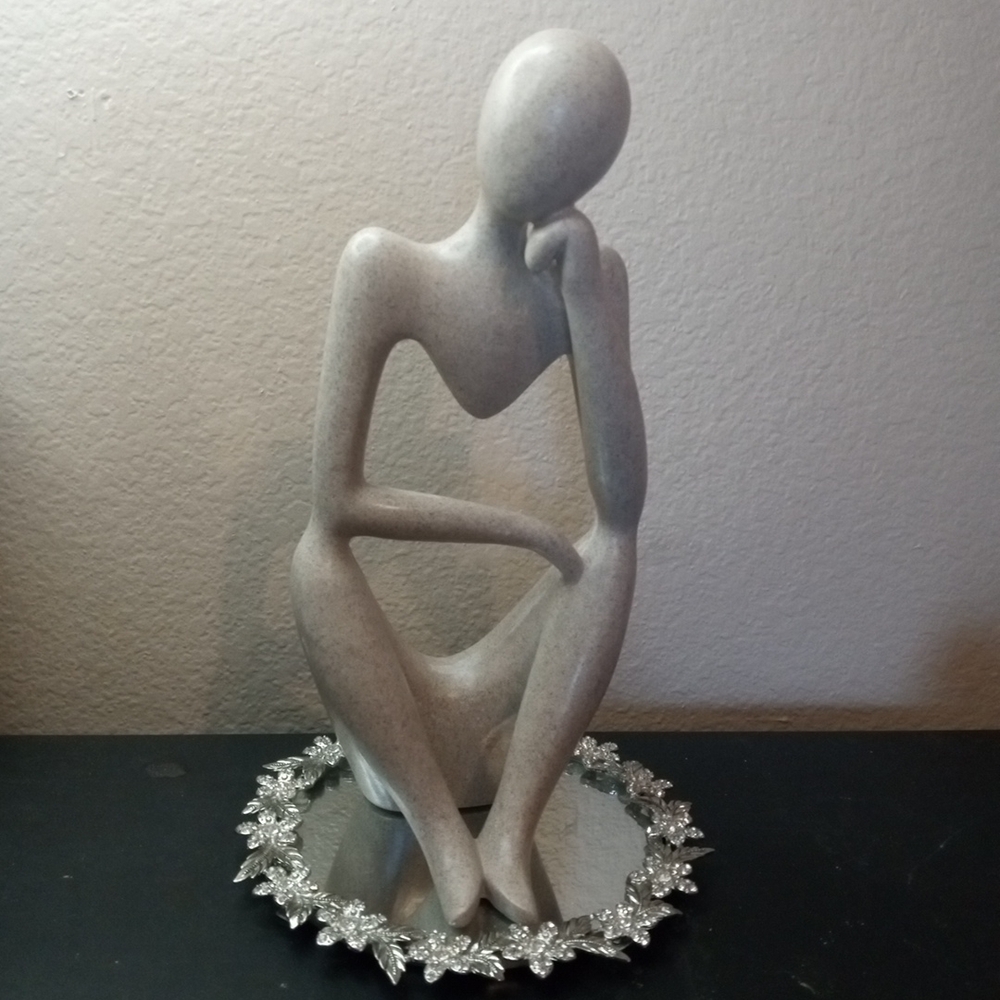 EXQUISITE Haeger  USA Carved Sandstone 13" Thinker Sculpture